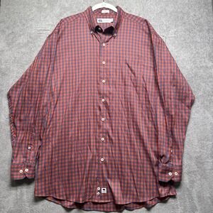 Onward Reserve Men's Blue Orange Plaid Performance Shirt L‎ Classic Fit